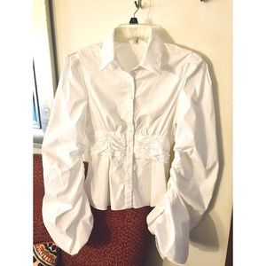 Like New White Fashion Nova Top, Bubble Sleeve